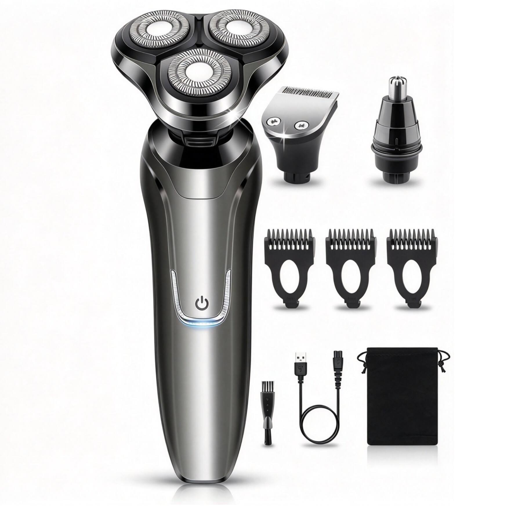 Dazzed Corner - Waterproof Electric Razor for Men, Wet Dry Rotary Shaver - Black