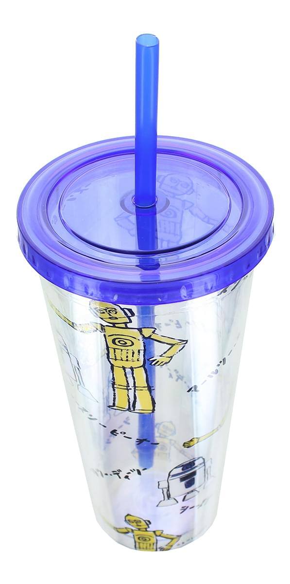 Alt View 3. Star Wars - Star Wars Kanji Droids R2D2/C3PO Plastic Tumbler - Blue.