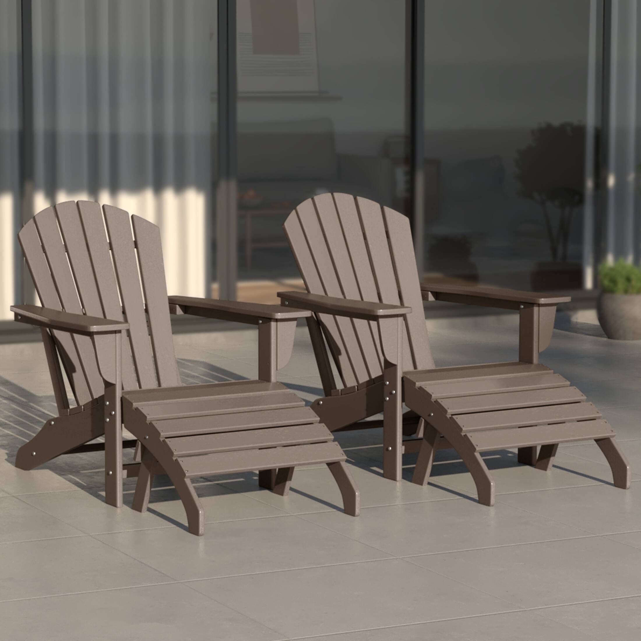 Angle. WestinTrends - WestinTrends Dylan Outdoor Adirondack Chair With Ottoman 4-Piece Set - Weathered Wood.