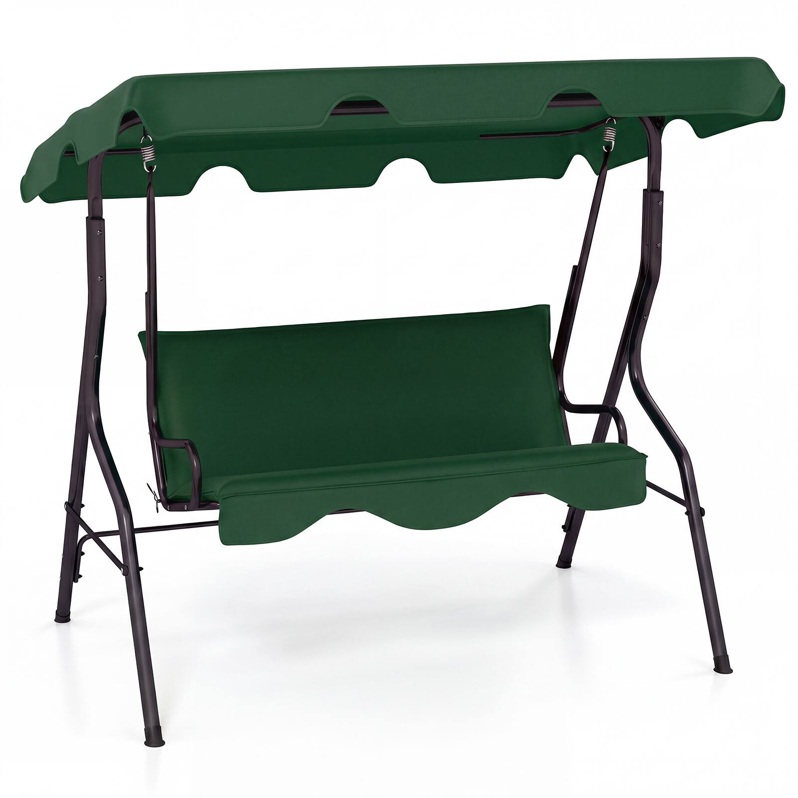 Alt View 1. Costway - Costway 3-Person Outdoor Patio Swing Chair with Adjustable Canopy and Removable Cushion - Dark Green.