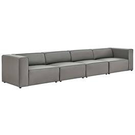 Mingle 4-Piece Vegan Leather Sectional Sofa by Modway - Gray
