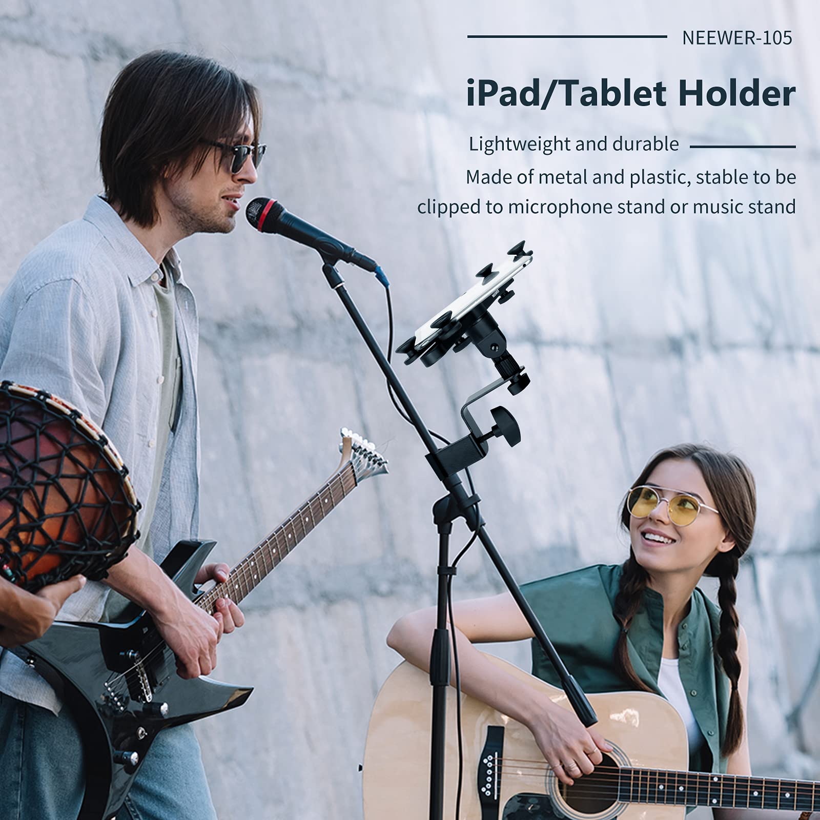 NEEWER-105 iPad/Tablet Holder Lightweight and durable Made of metal and plastic, stable to be clipped to microphone stand or music stand