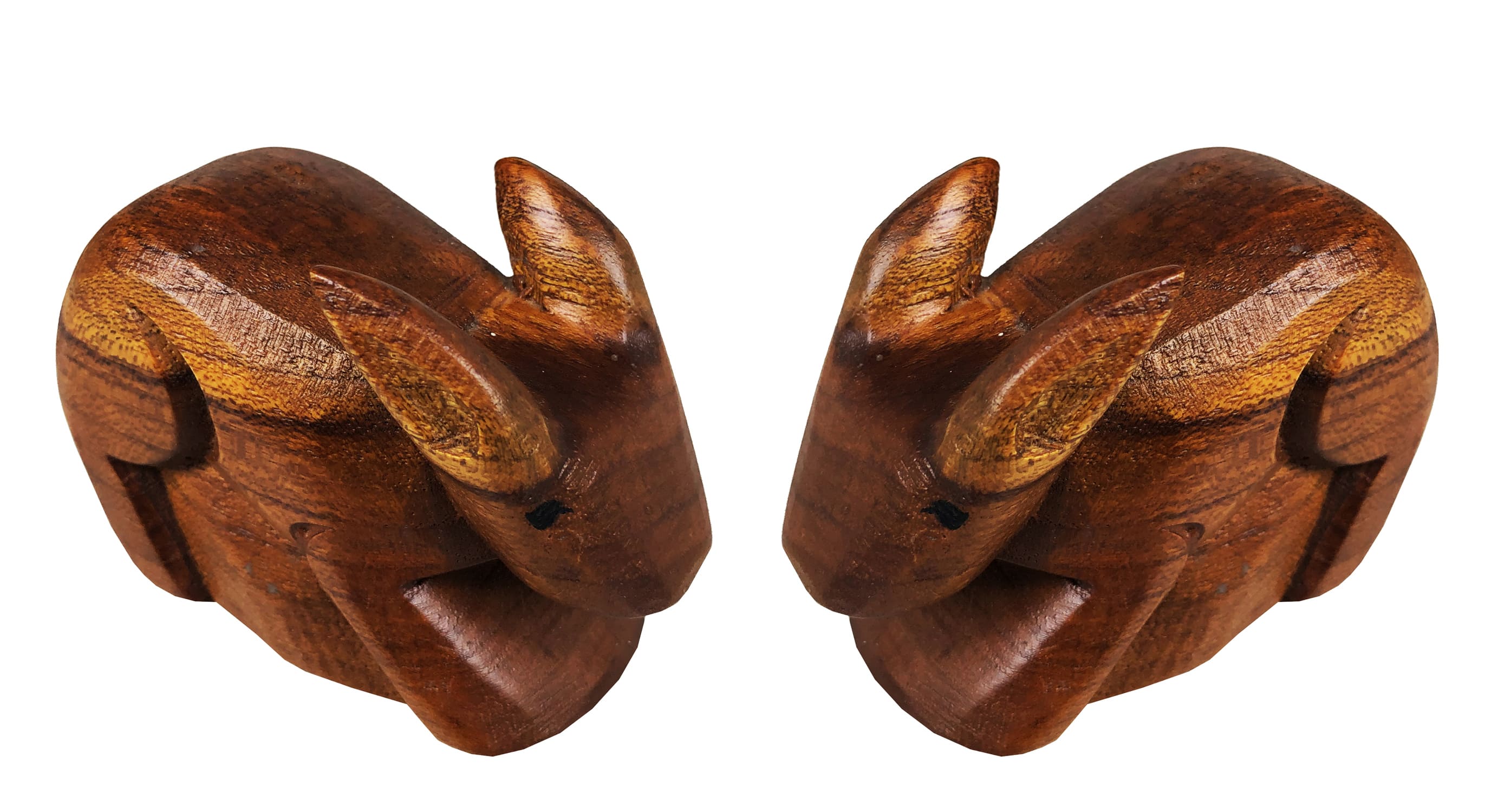 Dart - Rabbit Mini Statue SET 2 pcs - Natural Teak Oil