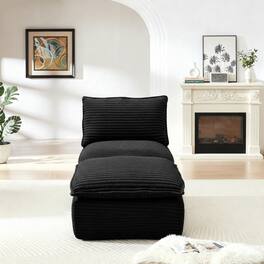 Loheer - Loheer- Modern Corduroy Cloud Sofa Modular Sectional Couch For Living Room 5.8x2.5x2.9 ft - Dark Gray