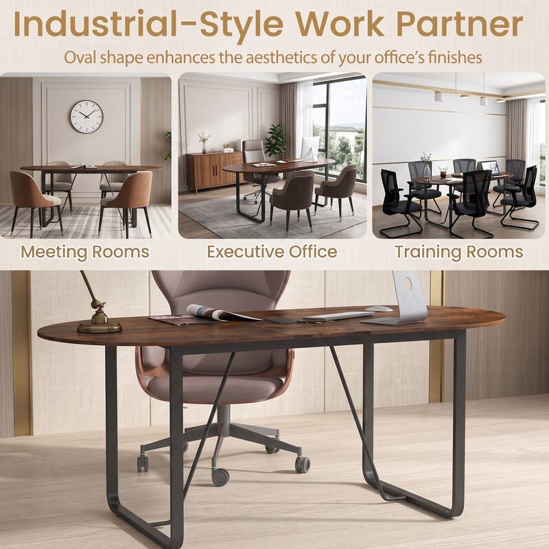 Industrial-Style Work Partner  
Oval shape enhances the aesthetics of your office's finishes  

Meeting Rooms  
Executive Office  
Training Rooms