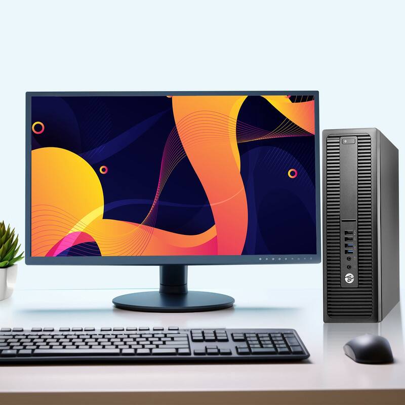 Alt View 1. HP - EliteDesk 800 G2 SFF Desktop Computer PC | Intel i7-6700 3.40GHz | 16GB DDR4 RAM | 128GB + 500GB HDD | Wi-Fi | Windows11 - Black.
