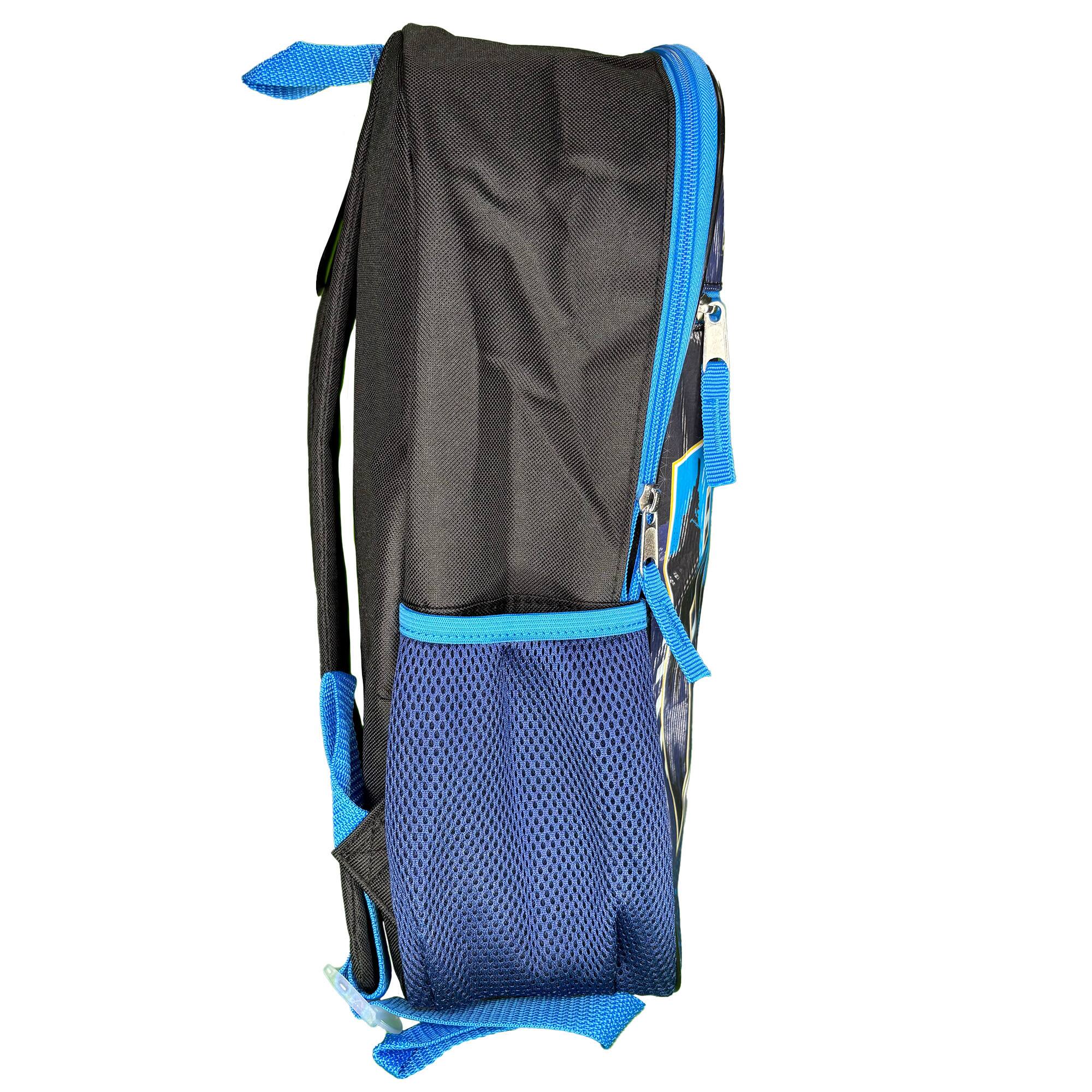 Alt View 3. Batman - DC Batman Kids School Backpack 16" 5PC Lunch Kit, Keychain, Metal Carabiner, Batman keychain, and utility case - Gray.