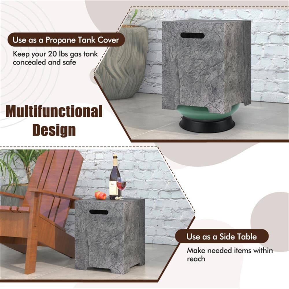 Use as a Propane Tank Cover  
Keep your 20 lbs gas tank concealed and safe  

Multifunctional Design  

Use as a Side Table  
Make needed items within reach