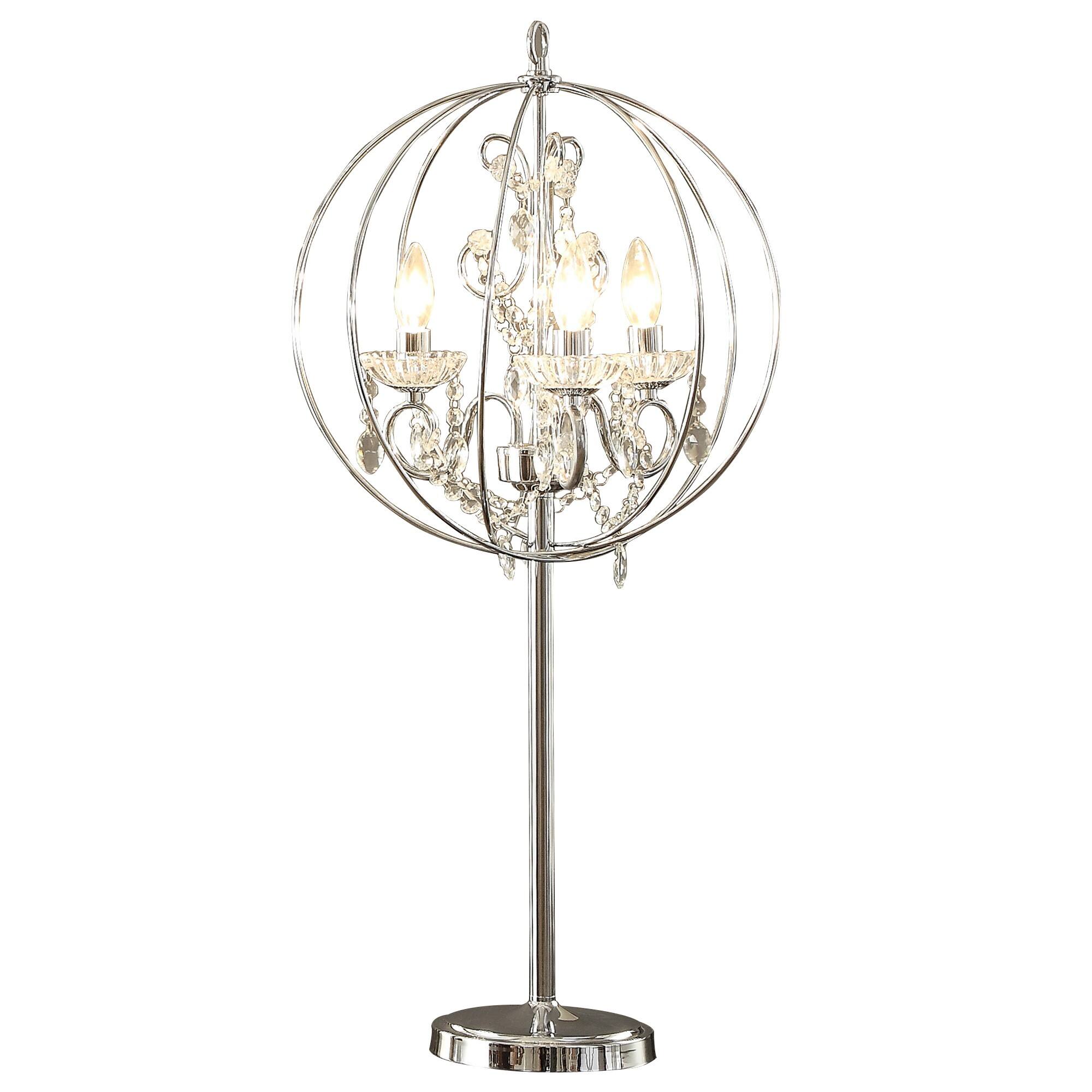 Front. Manhattan Lane - Shine 31 Inch Table Lamp, Chandelier Style, Crystal and Metal, Chrome - Chrome.