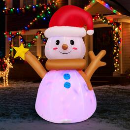 BreeBe - Christmas Inflatable 4FT Snowman with Spinning Lights - Multicolor
