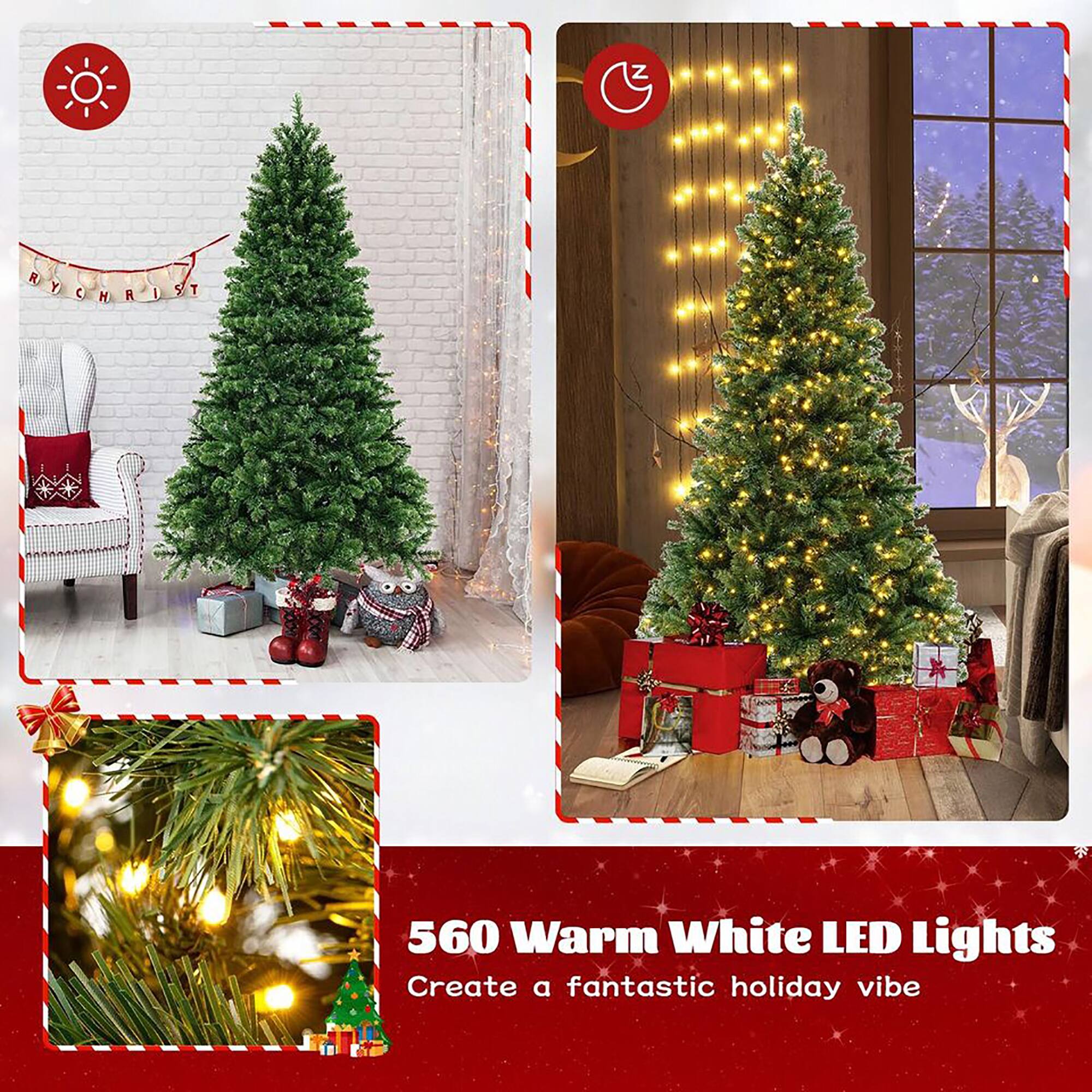 560 Warm White LED Lights  
Create a fantastic holiday vibe