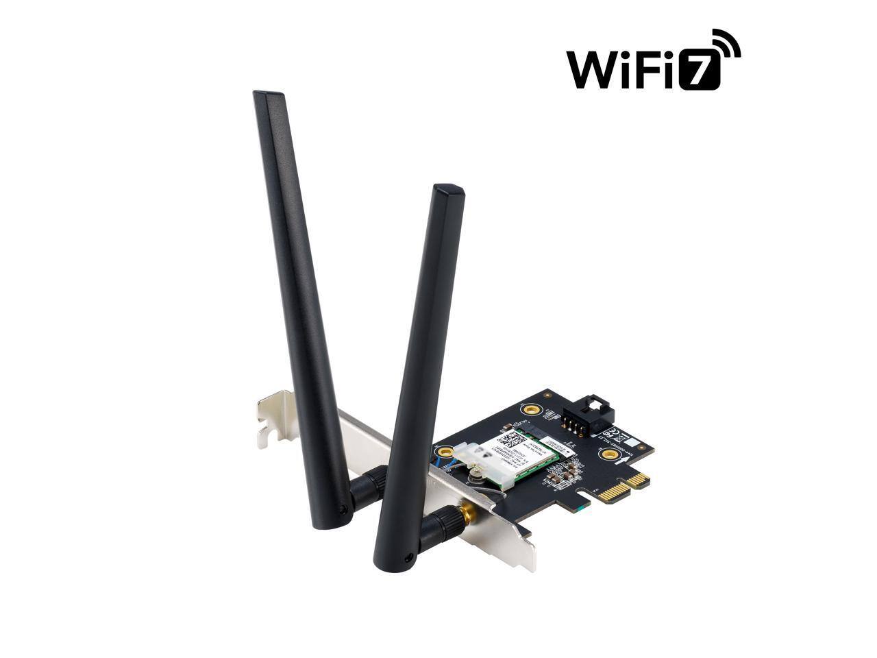 Alt View 1. ASUS - ASUS BE6500 Tri-Band PCIe WiFi 7, BT 5.4, WPA3, OFDMA/MU-MIMO, MLO - Black.
