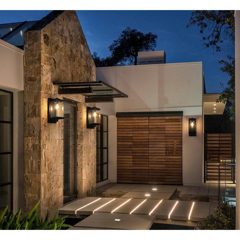 Alt View 4. Elegant Lighting - Keaton 7 Inch Outdoor Wall Sconce In Black - Black.