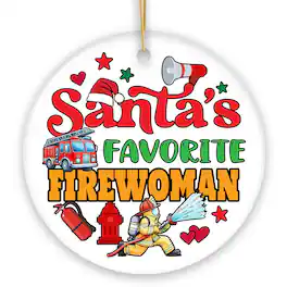 OrnamentallyYou - Santas Favorite Firewoman Christmas Ornament Funny Appreciation Gift - Multi-colored