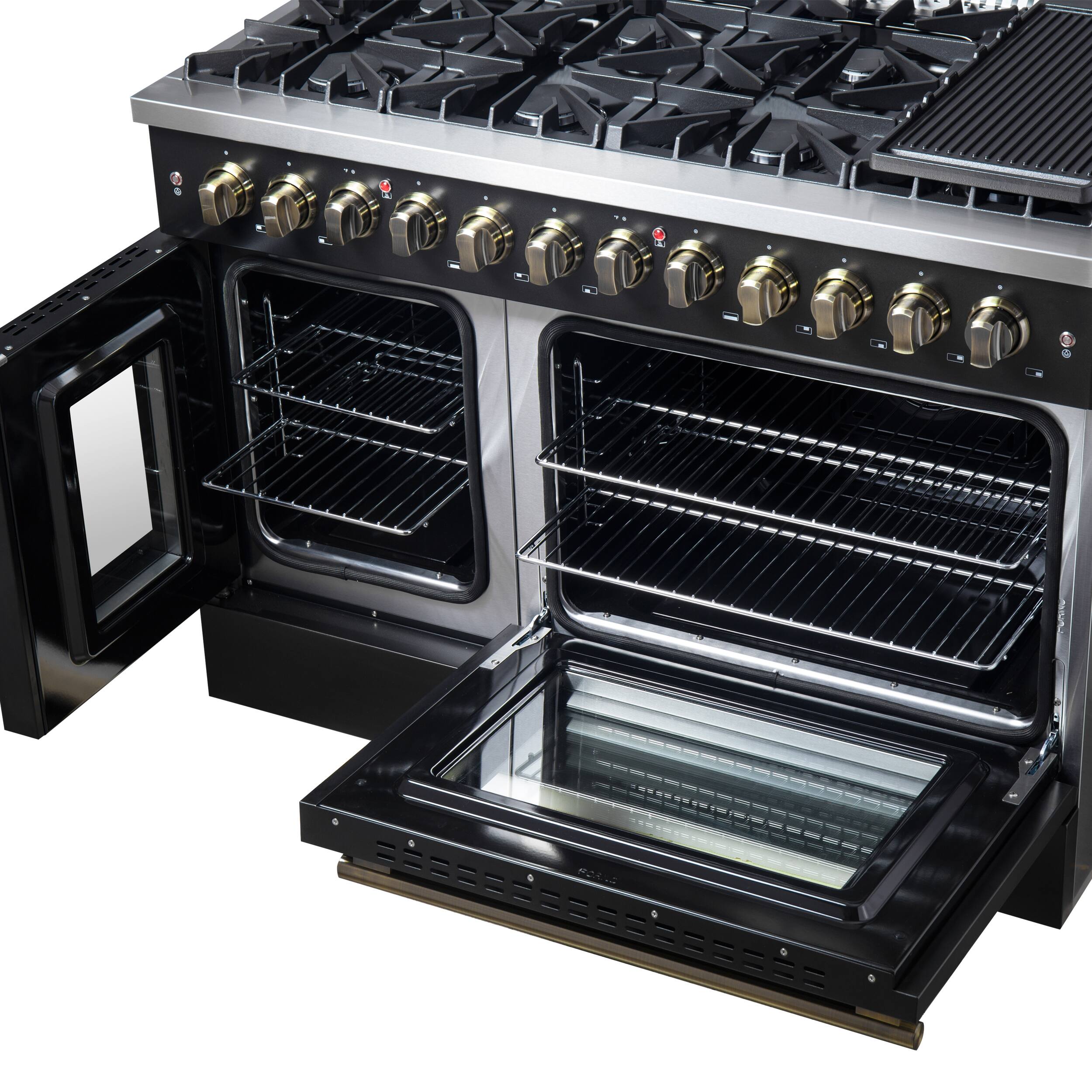 Alt View 11. Forno Appliances - 48 in. Wide 8 Burner Galiano 6.58 Cu. Ft. Freestanding Dual Fuel True Convection Range - Black.