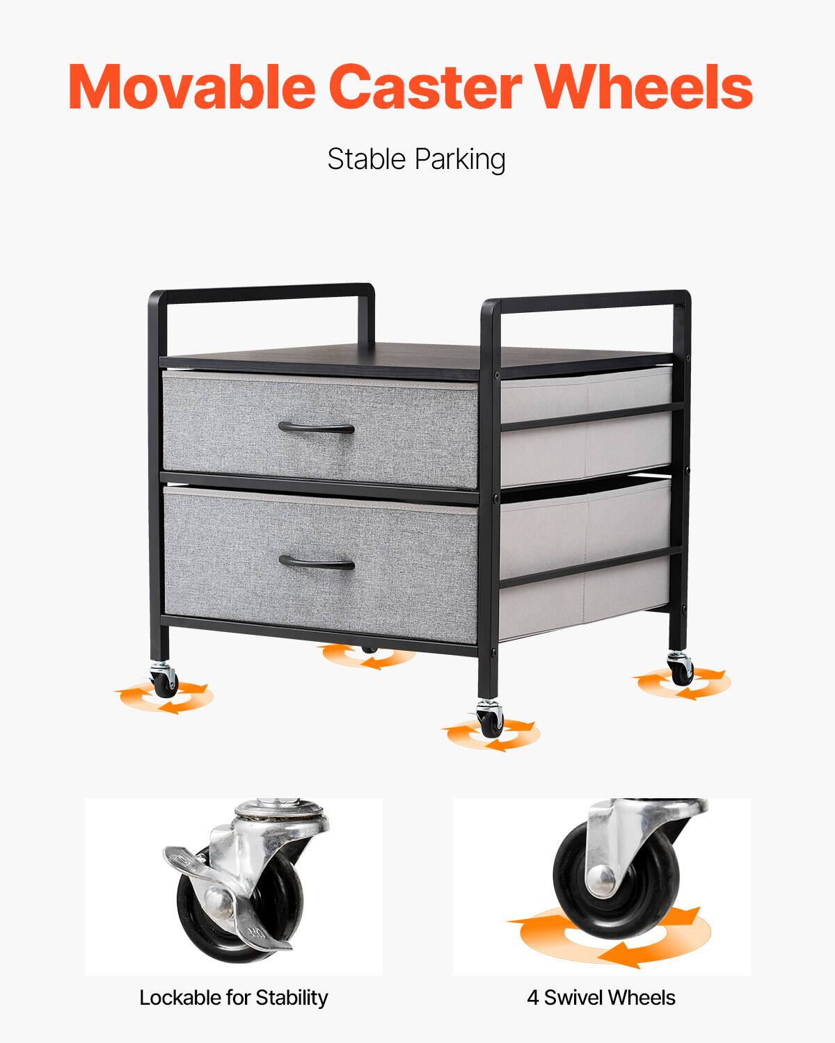 Movable Caster Wheels, Stable Parking, Lockable for Stability, 4 Swivel Wheels