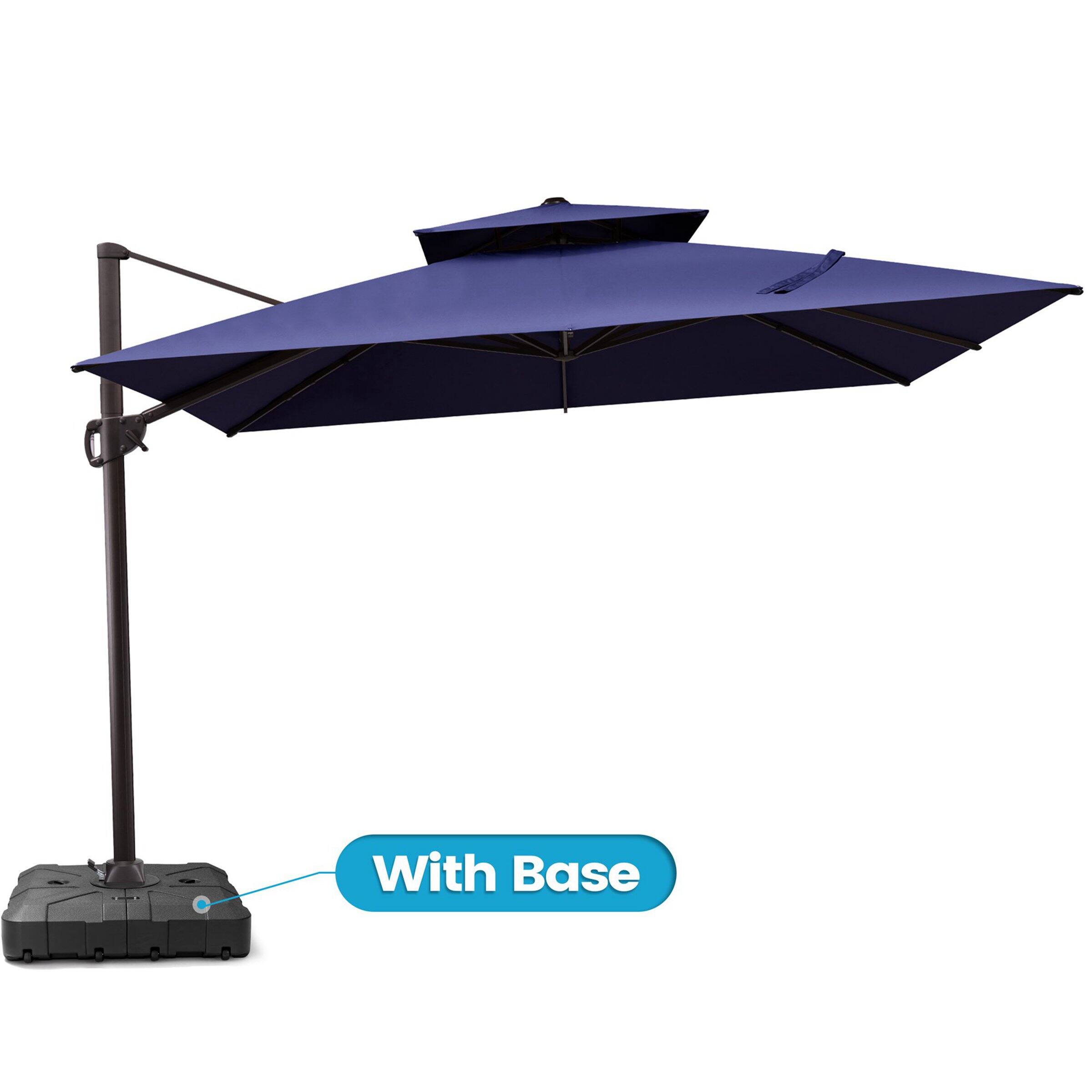 Crestlive Products - 10x10ft Aluminum Double Top Crank Cantilever Patio Umbrella with Base - Navy blue price history on PriceWatchPro