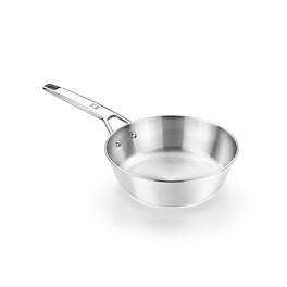 BRA Cookware - Signature Stainless Steel Professional Deep High Side Frypan, 8-Inch - Silver