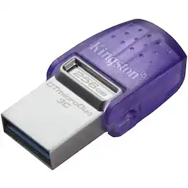 Kingston - DataTraveler microDuo 3C USB Flash Drive - 256 GB - USB 3.2 (Gen 1) Type C, USB 3.2 (Gen 1) Type A - 200 MB/s - Purple