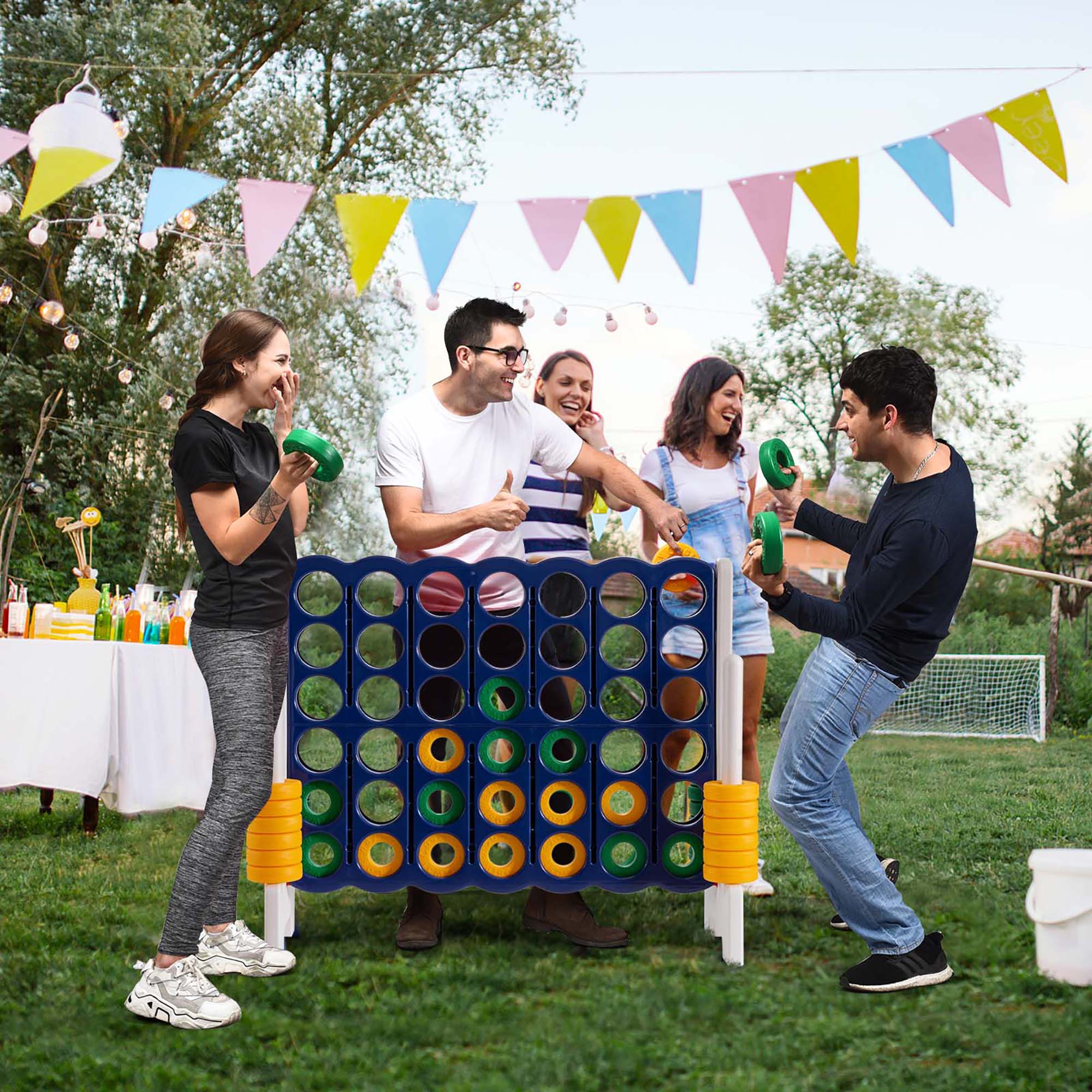 Alt View 7. Gymax - Gymax Jumbo 4-to-Score Game Set Giant 4 in A Row Kids Adults w/ 42 Jumbo Rings.