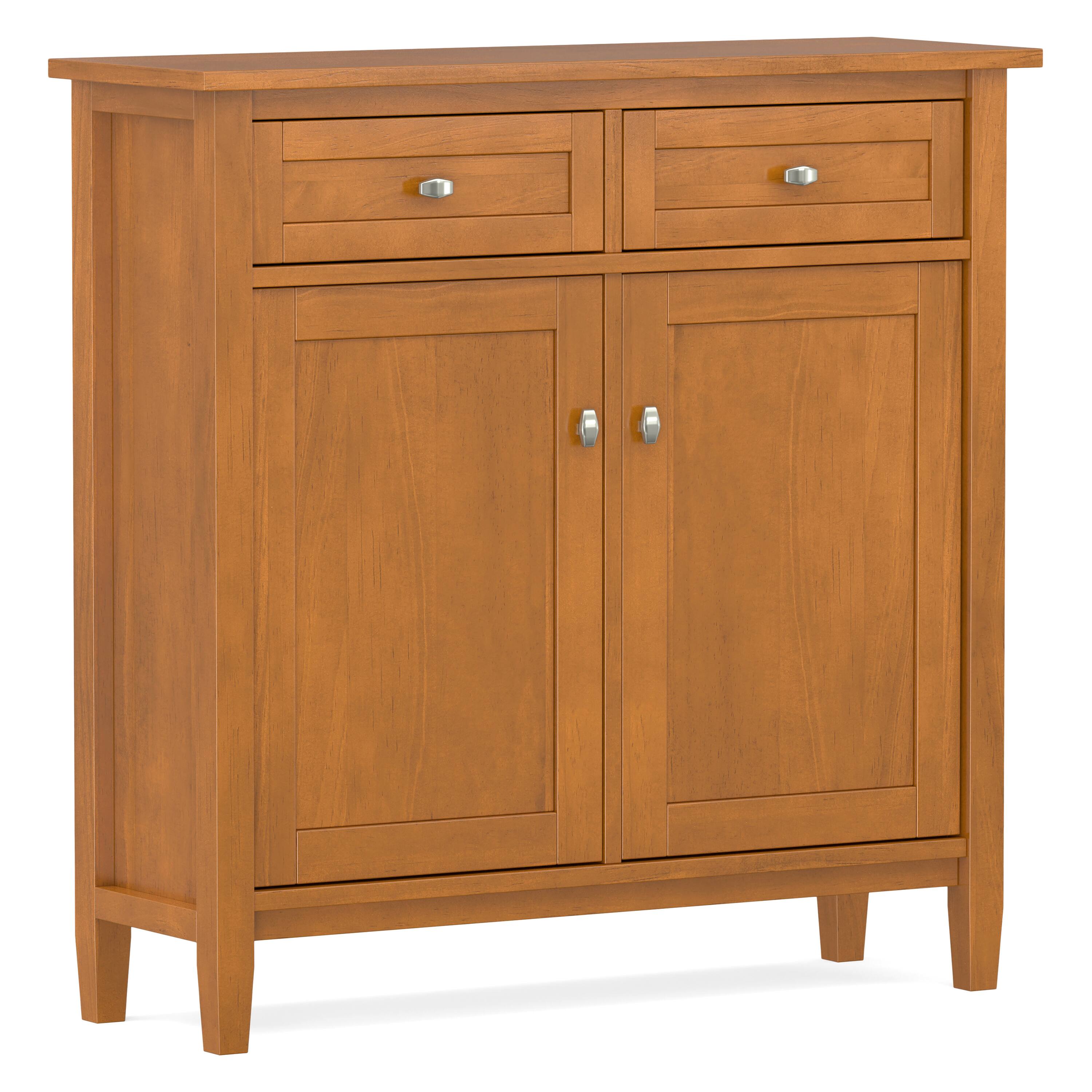 Angle. Simpli Home - Simpli Home Warm Shaker SOLID WOOD 36 inch Wide Transitional Entryway Storage Cabinet in Light Golden Brown - Light Golden Brown.