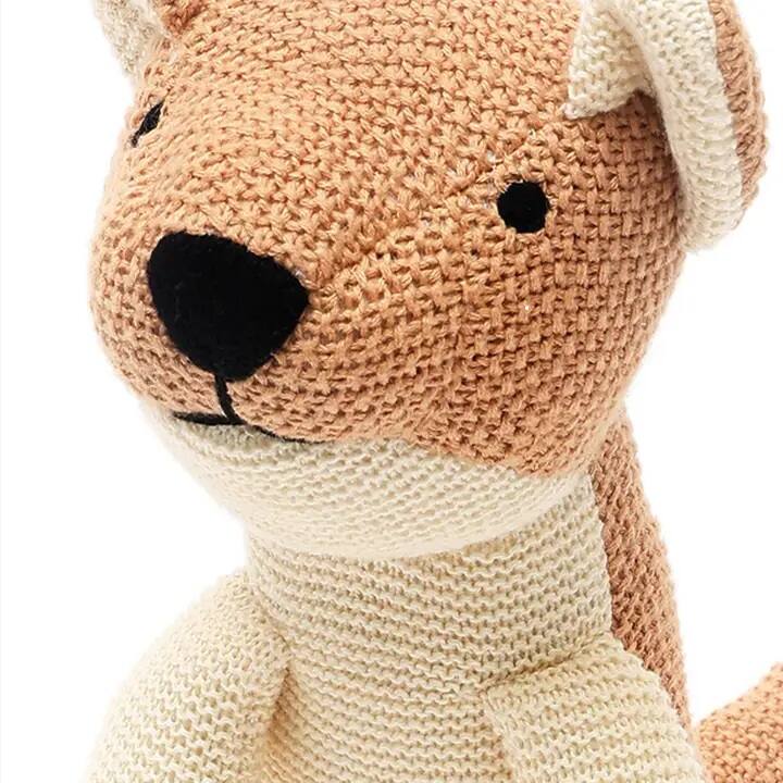 Back. Siljoy - Handmade Cotton Knitted Puppy Plush Toy, Peach Color, Hypoallergenic, Machine Washable, Safe for Kids - Off White.
