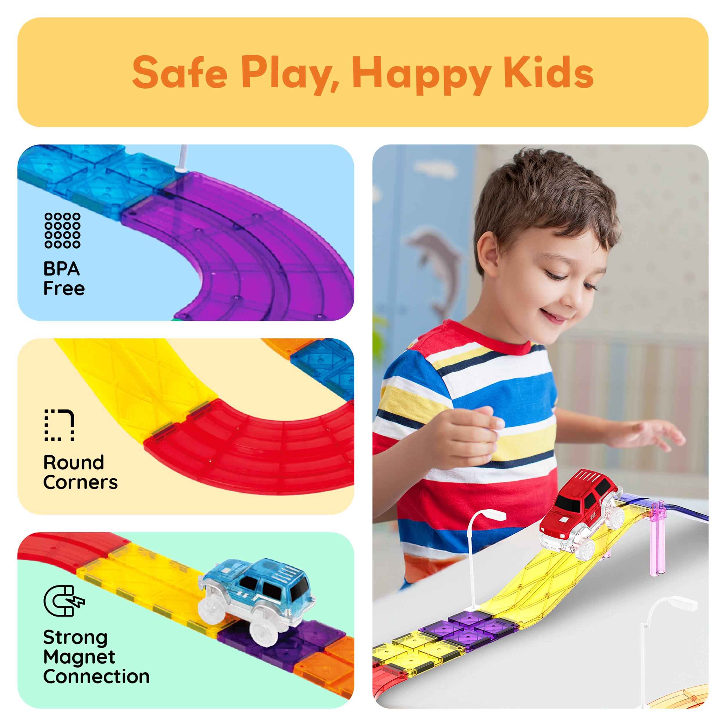 Safe Play, Happy Kids

- BPA Free
- Round Corners
- Strong Magnet Connection
