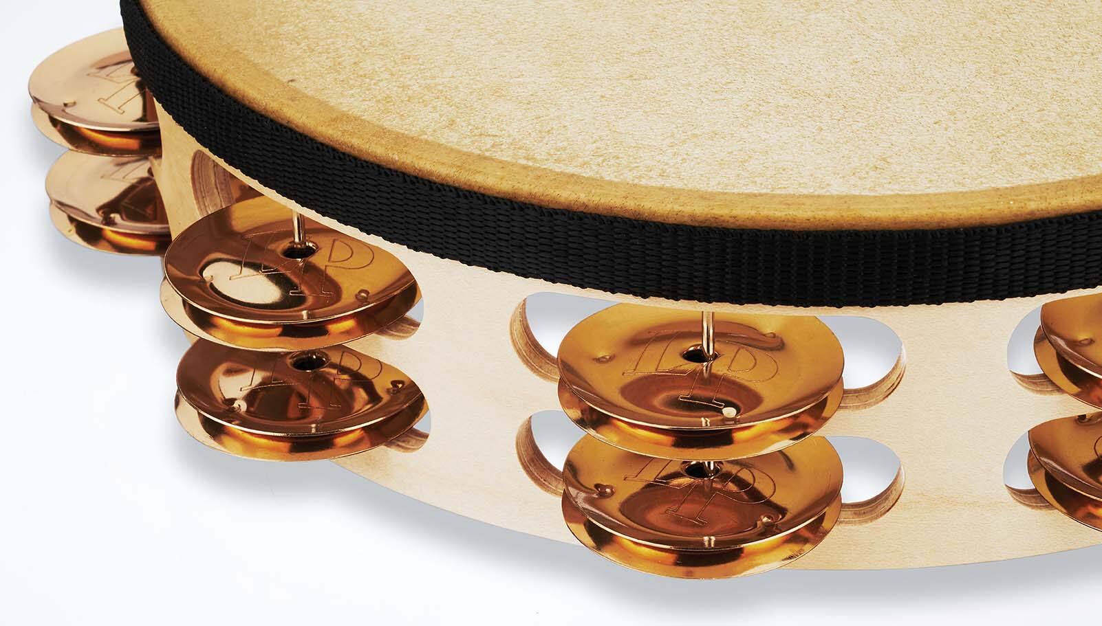 Left. Latin Percussion - Pro 10 Double Row Headed Tambourine Bronze.