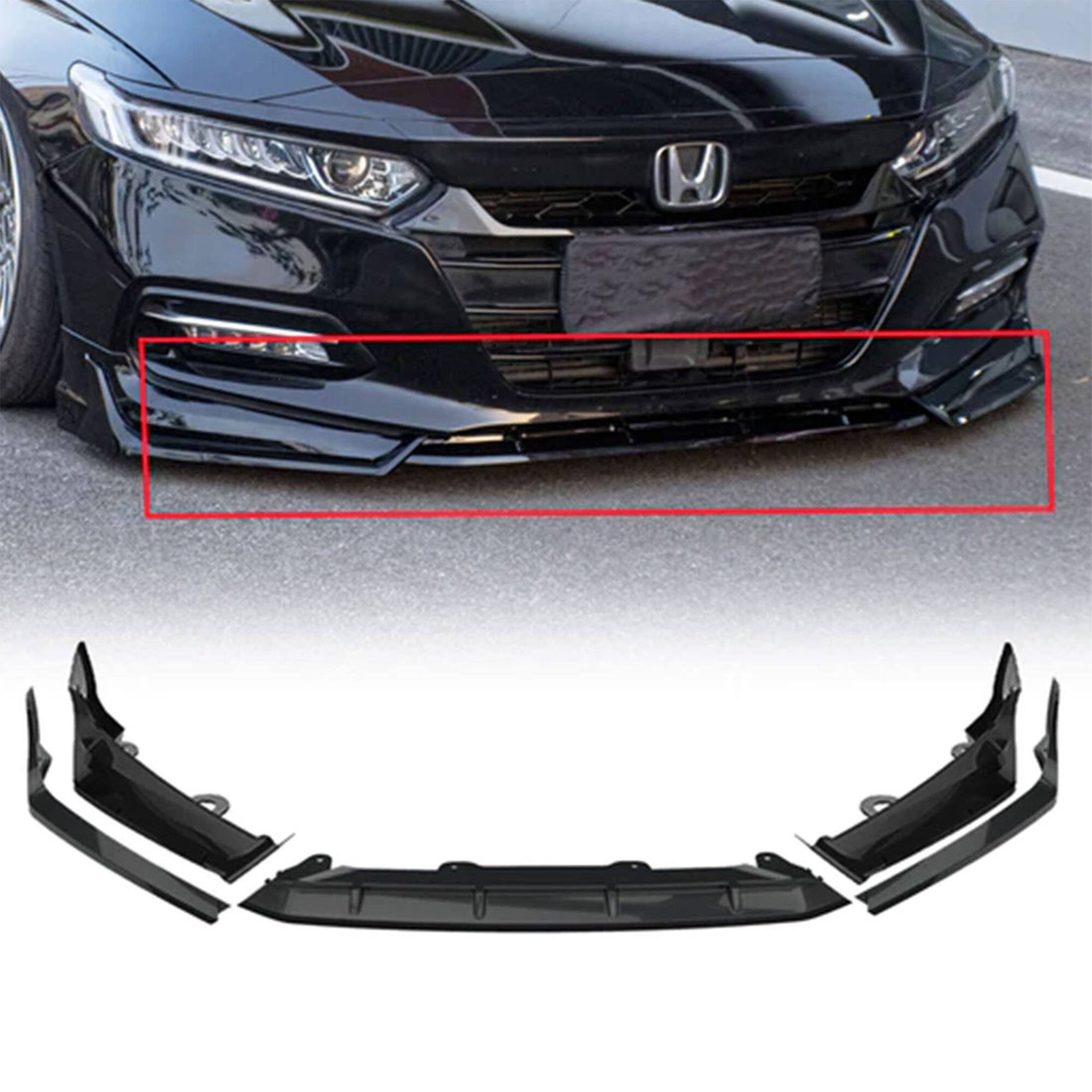 Front. AMERICAN MODIFIED - AMERICAN MODIFIED 2018 to 2020 Honda Accord Aerodynamic Front Lip Spoiler, Black - Black.