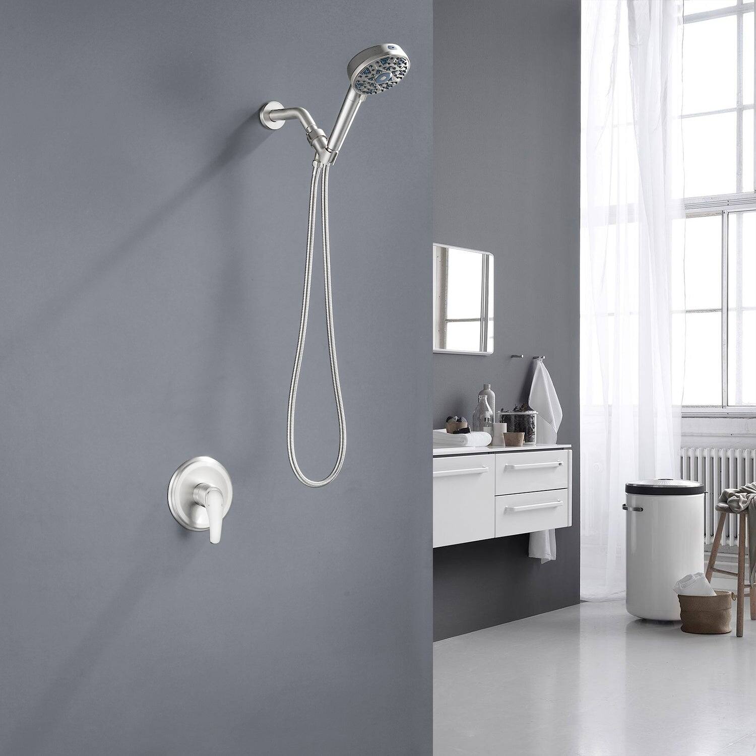 Alt View 2. Boyel Living - Brushed Nickel Shower Set with cUPC Pressure Balance Valve and 7 Function Filter Handheld Shower - Brushed Nickel.
