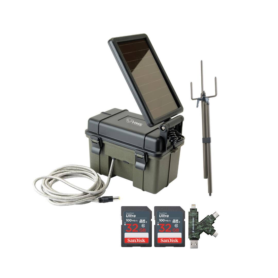Stealth Cam - Trail Camera Mount Stick with Solar Auxiliary Power Pack 32GB Memory Cards and Card Reader