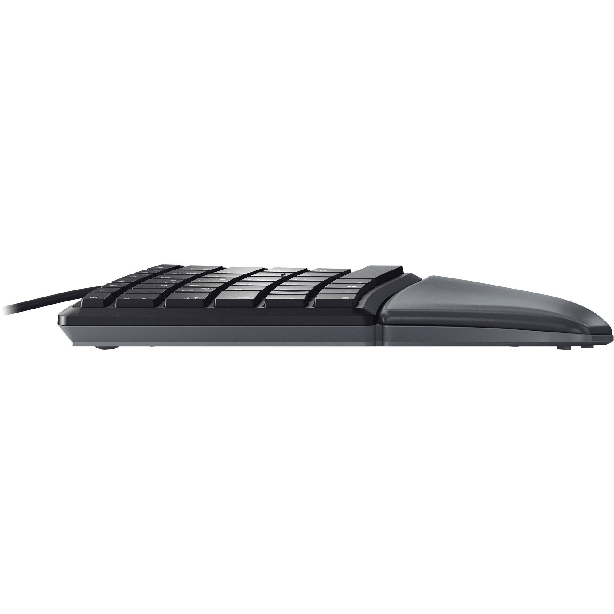 Alt View 4. CHERRY - CHERRY ERGO KC 4500 Keyboard - Full Size - Black - Padded Nonremoveable Palm Rest - Black.