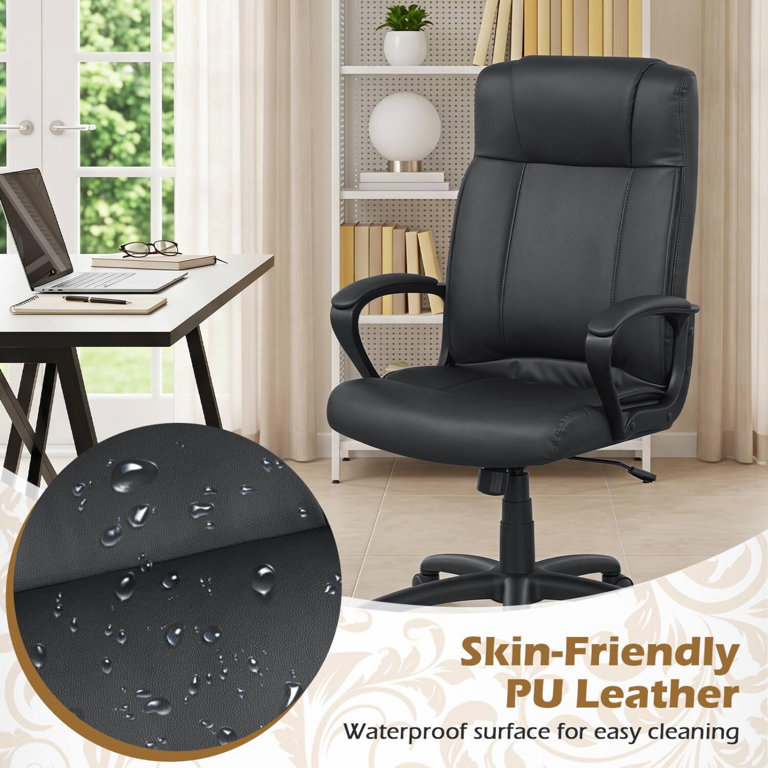 Skin-Friendly PU Leather  
Waterproof surface for easy cleaning