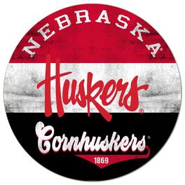 Jardine - Nebraska Huskers 20'' x 20'' Retro Logo Circle Sign - Red