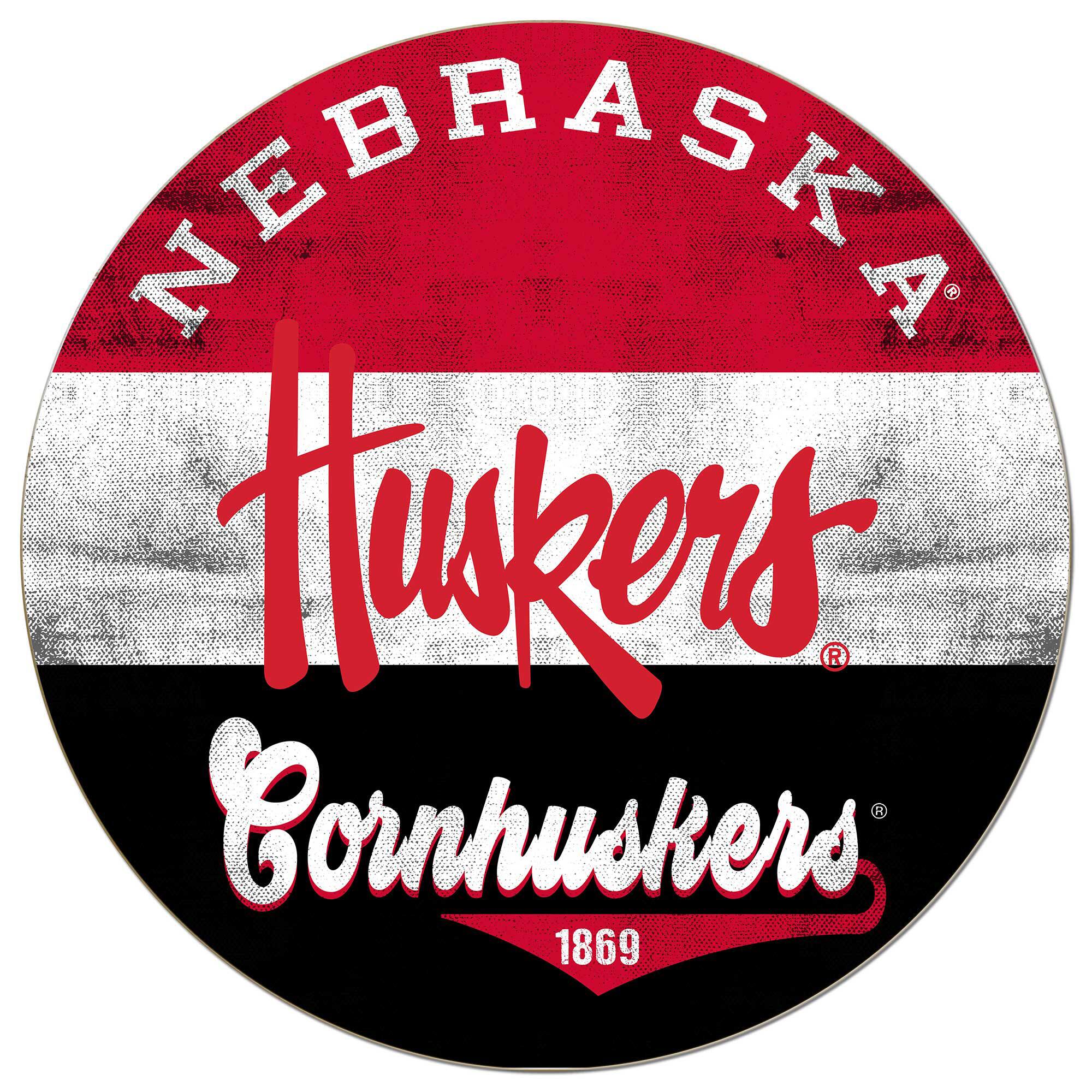 Nebraska Huskers 20'' x 20'' Retro Logo Circle Sign
