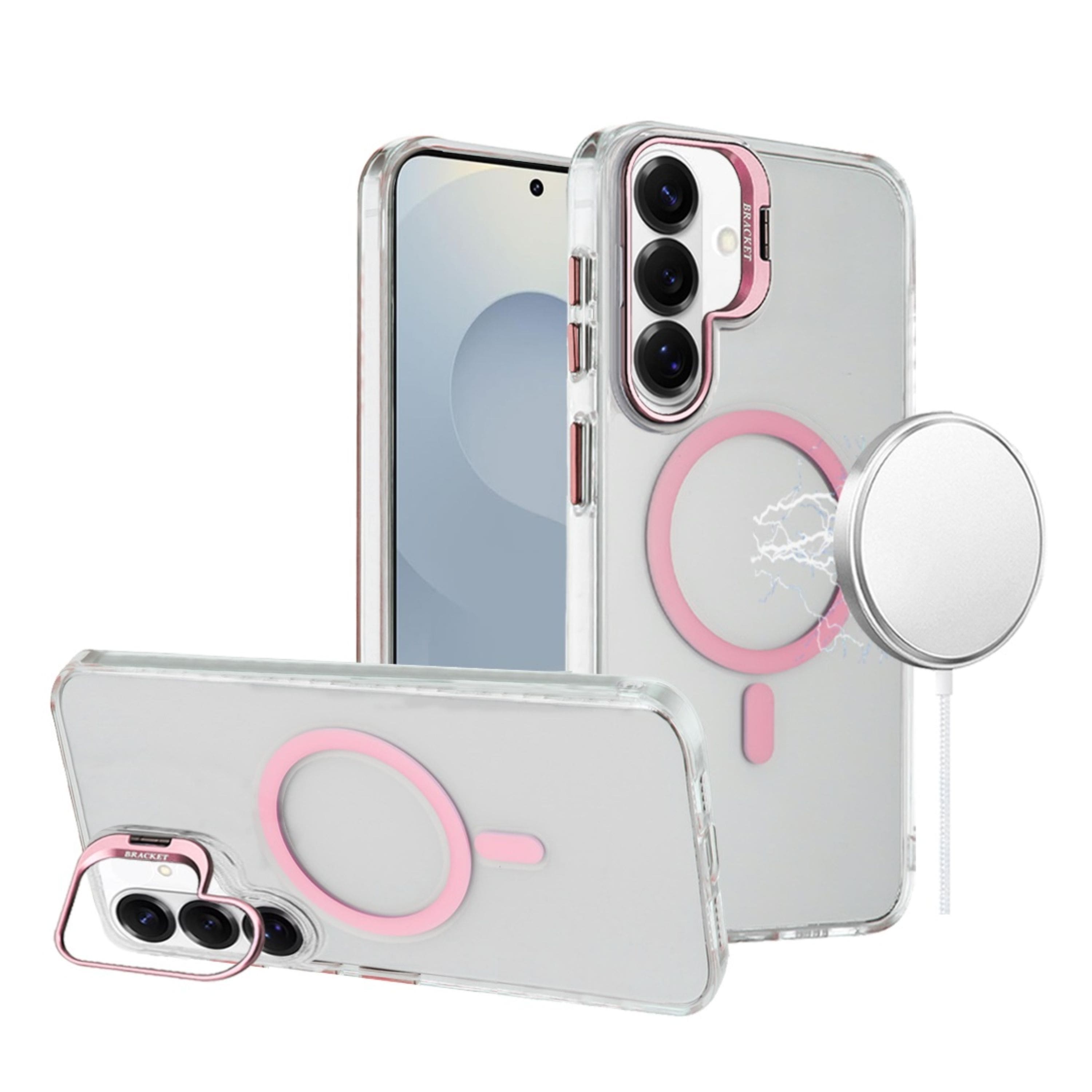 Kitcheniva - Metallic Camera Stand Magnetic Circle Phone Case With Tempered Glass For Samsung Galaxy S26+ - Pink price history on PriceWatchPro