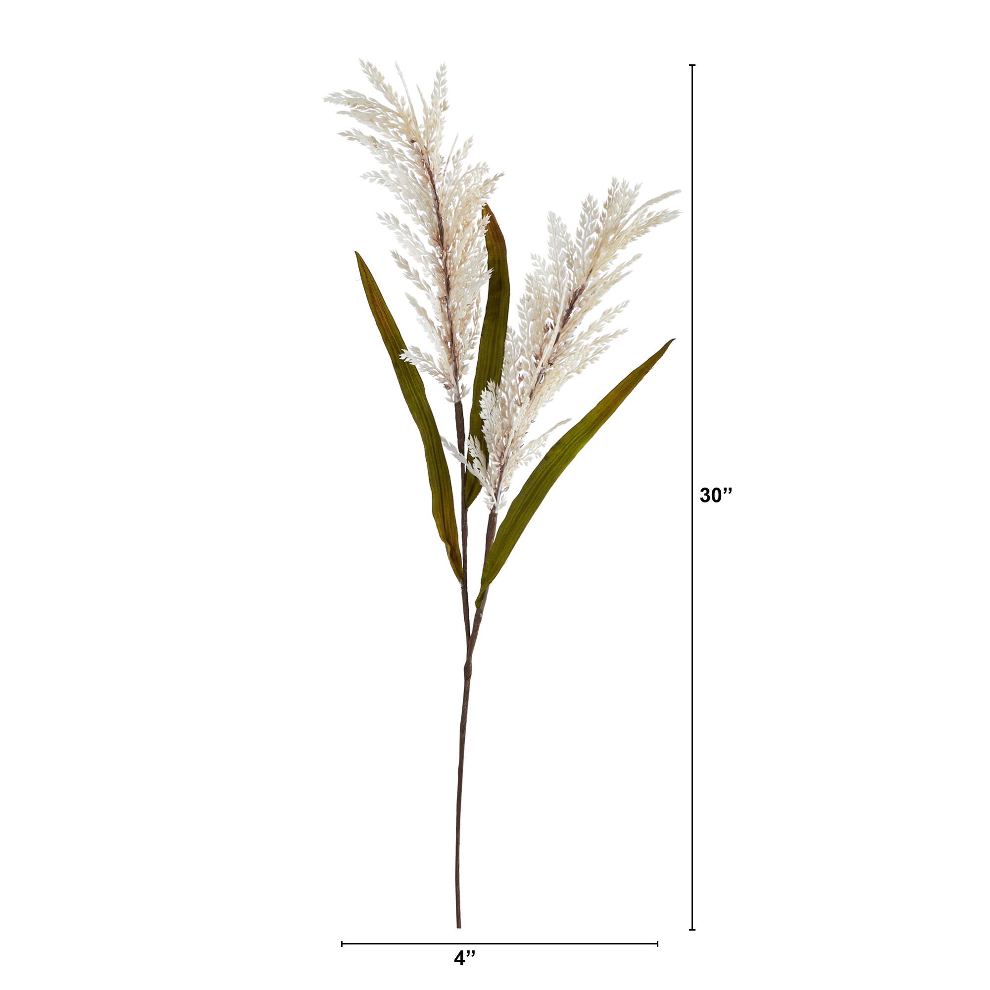Angle. BreeBe - 30" Sorghum Harvest Artificial Flower (Set of 12) - Cream.