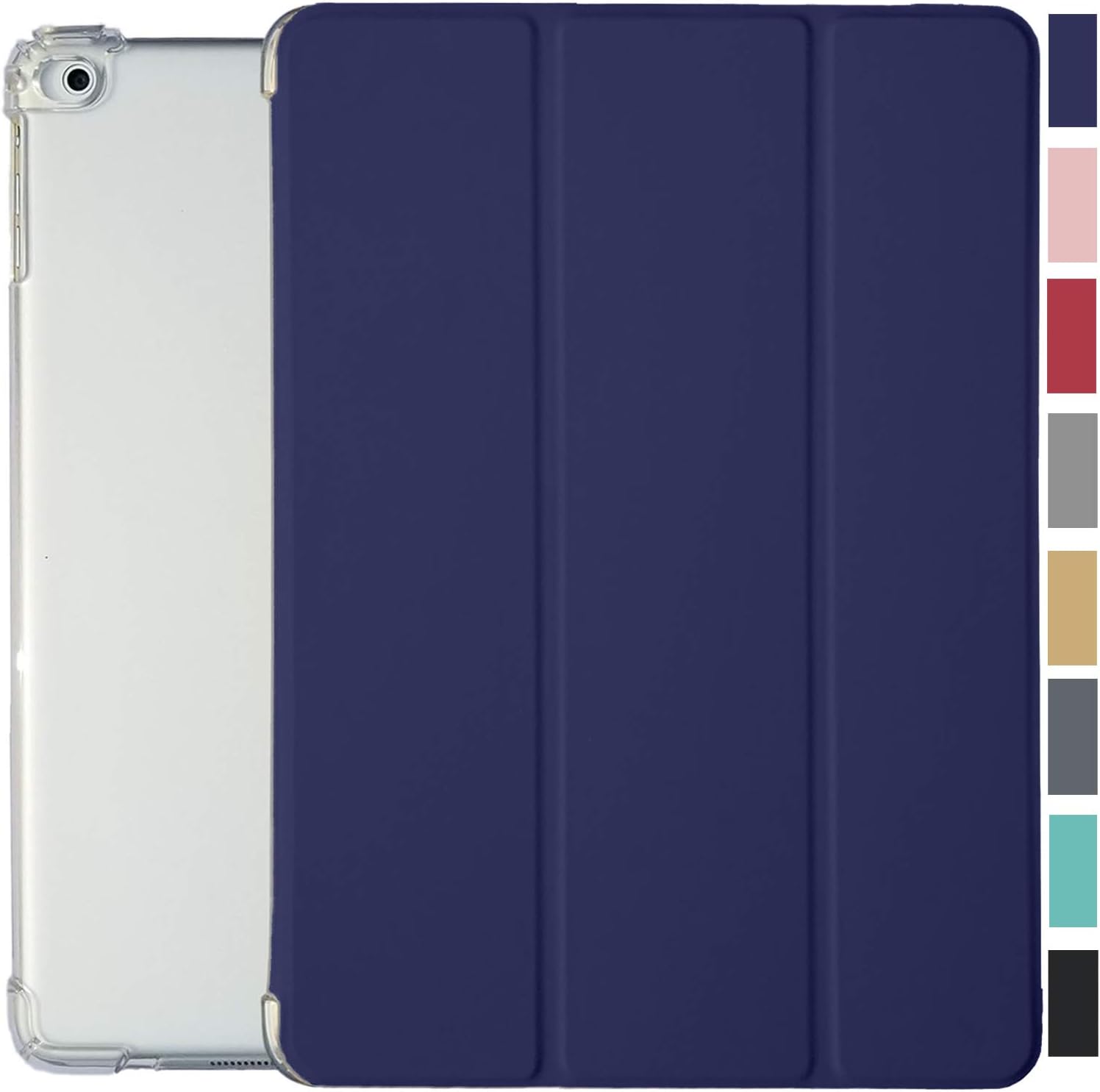 Front. DuraSafe Cases - iPad Air 3 10.5" 2019 & iPad Pro 10.5" 2017 Bump-Up Corner Smart Cover with Clear TPU Back A1701 A1709 A1852 A2152 A2123 - Navy Blue.