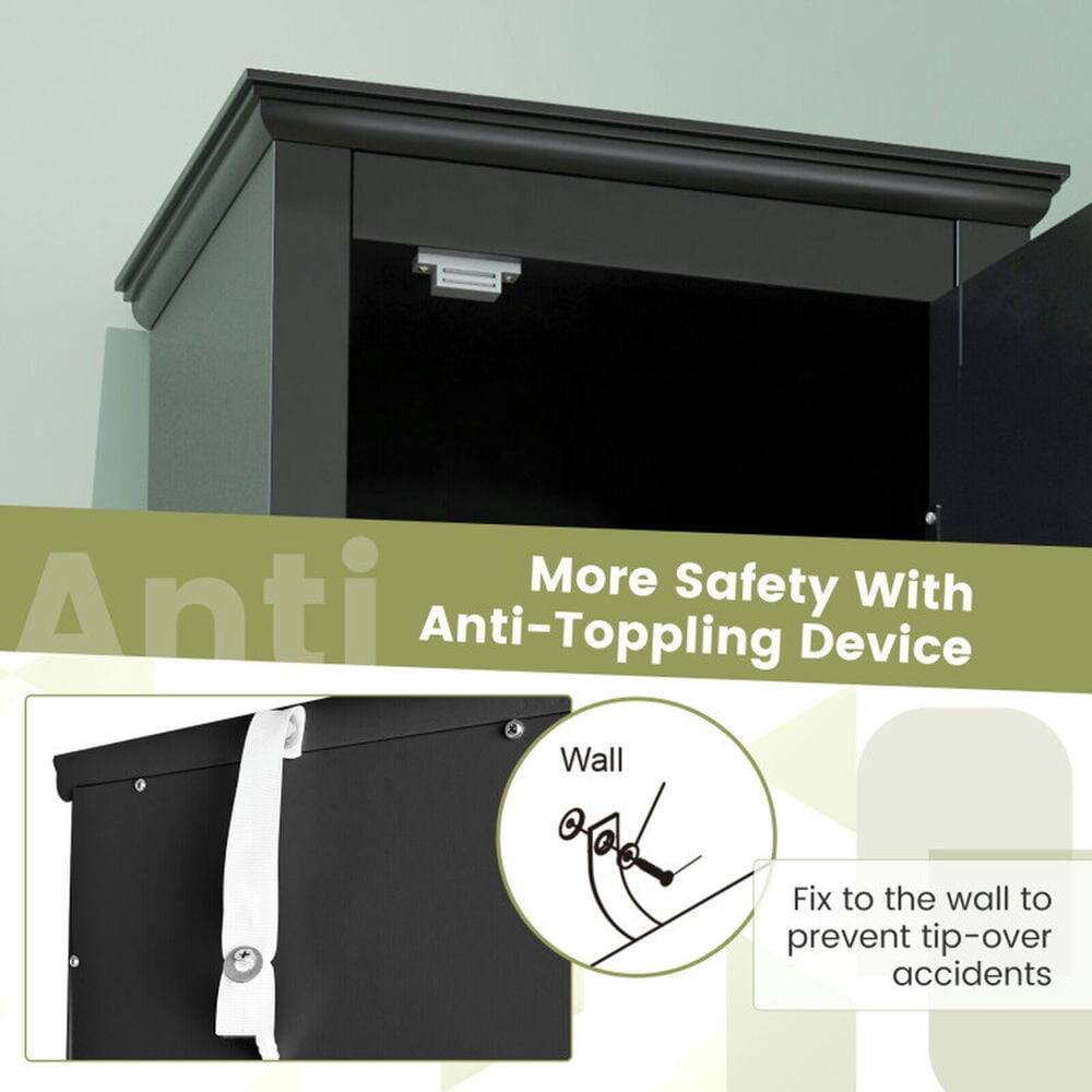 More Safety With Anti-Toppling Device  
Wall Fix to the wall to prevent tip-over accidents