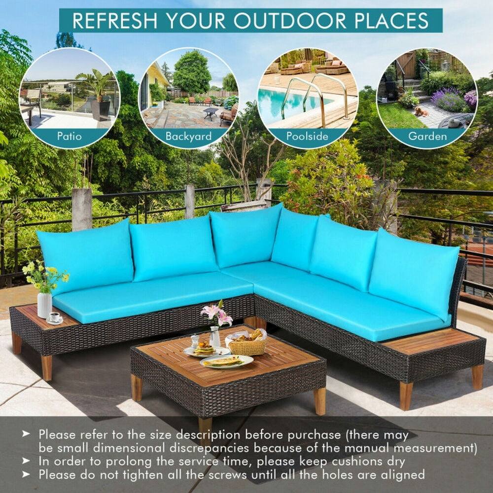 REFRESH YOUR OUTDOOR PLACES

Patio  
Backyard  
Poolside  
Garden  

Please refer to the size description before purchase (there may be small dimensional discrepancies because of the manual measurement). In order to prolong the service time, please keep cushions dry. Please do not tighten all the screws until all the holes are aligned.