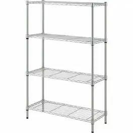 Lorell - Light Duty Wire Shelving 4 Tier 54" H x 36" W x 14" D Floor Sturdy Epoxy Silver Plastic Metal Steel - Silver
