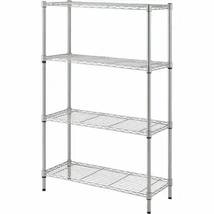 Front. Lorell - Lorell Light Duty Wire Shelving 4 Tier 54" H x 36" W x 14" D Floor Sturdy Epoxy Silver Plastic Metal Steel - Silver.