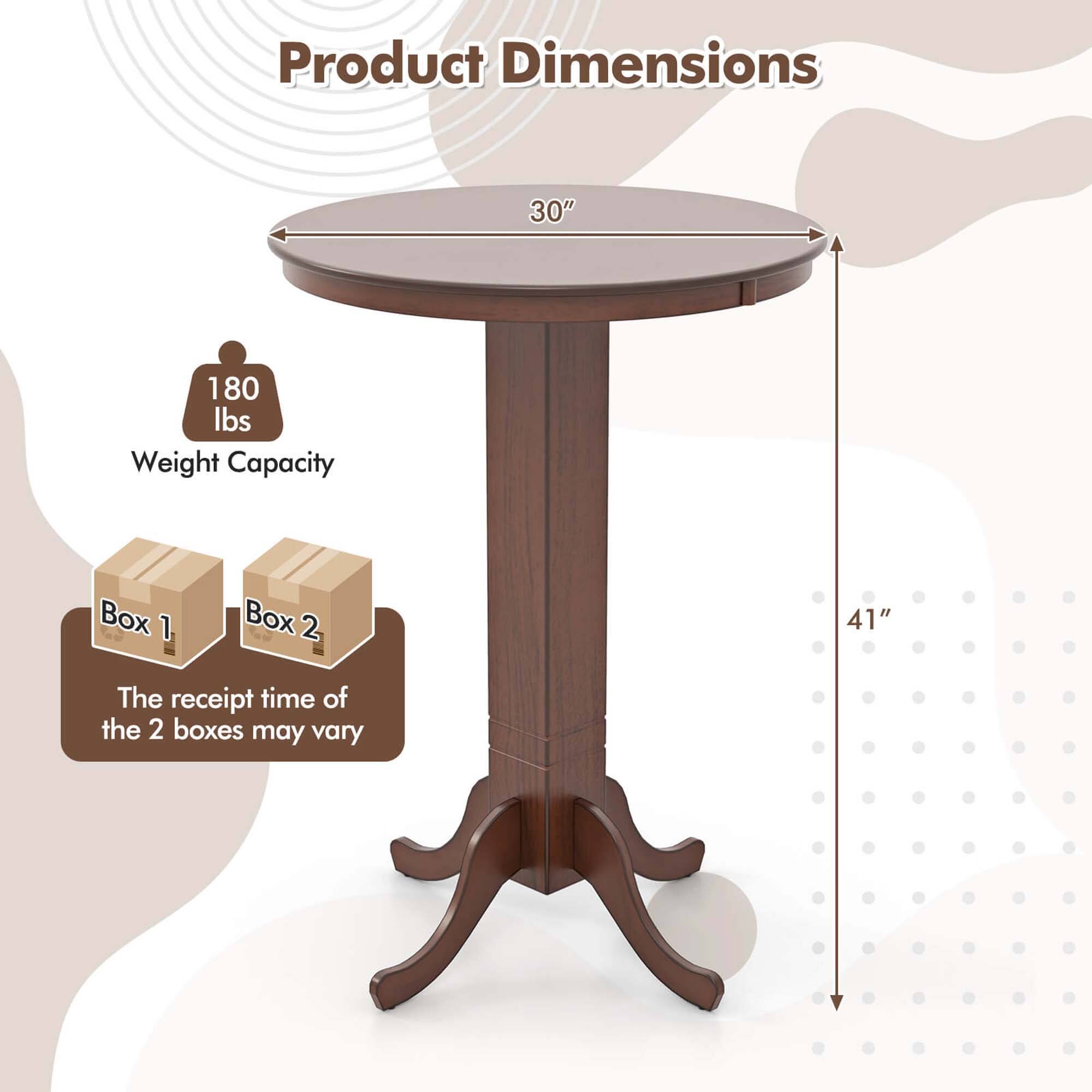 Product Dimensions: 30" diameter, 180 lbs weight capacity. Box 1: 41" diameter. The receipt time of the 2 boxes may vary.