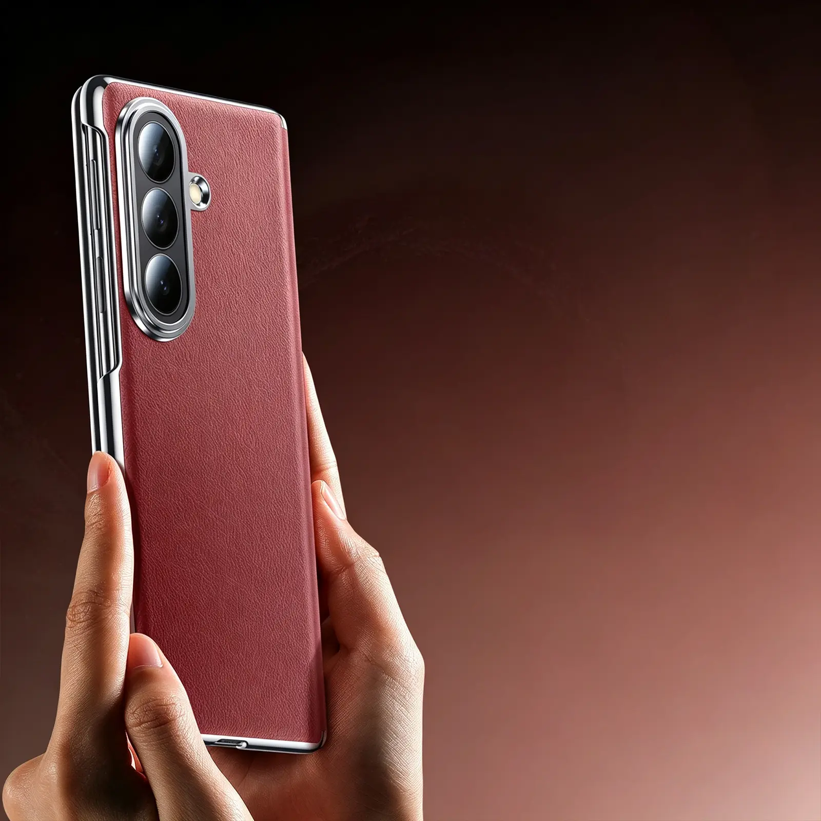 Alt View 5. Dteck - Shockproof Leather Texture Case for Samsung Galaxy Z Fold8 Ultra, Rigid Plastic Bumper Phone Cover with Hinge Protection - Blue.