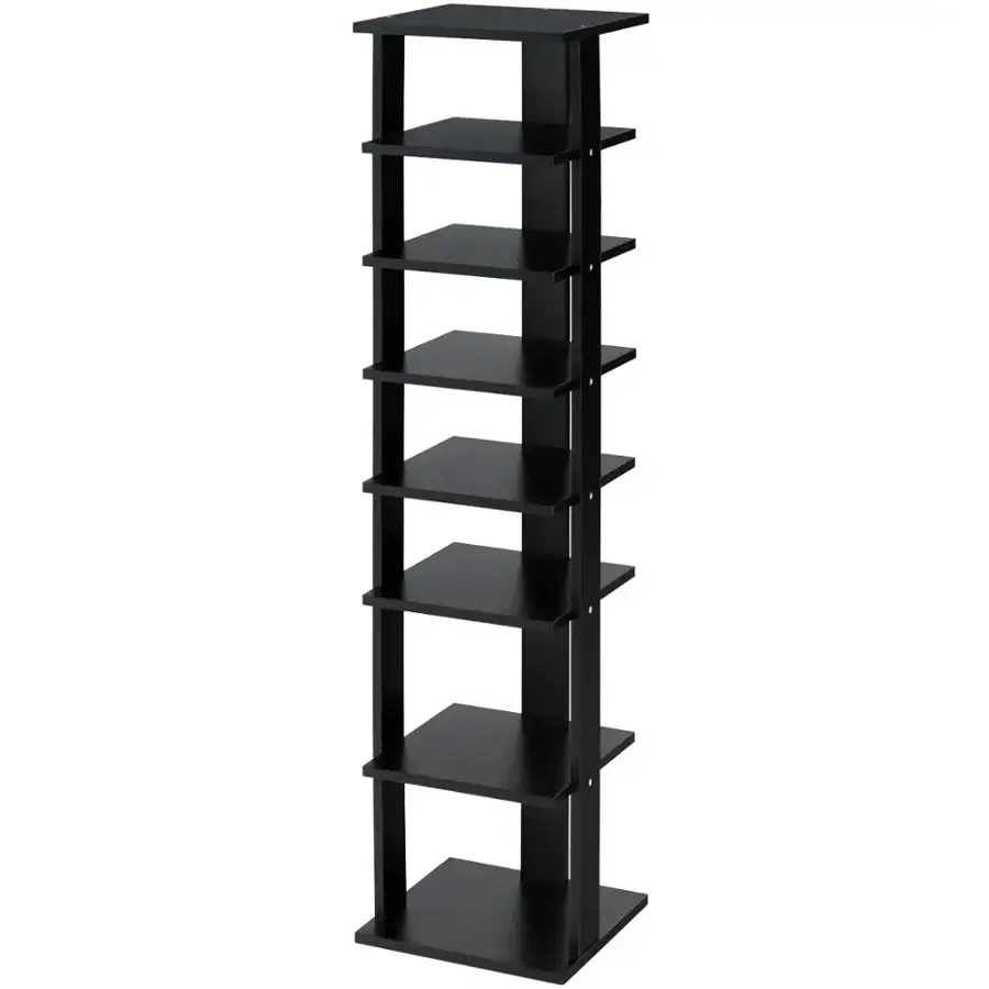 Alt View 18. Costway - Wooden Shoes Storage Stand 7 Tiers Shoe Rack Organizer Multi-shoe Rack Shoe box Black - Black.