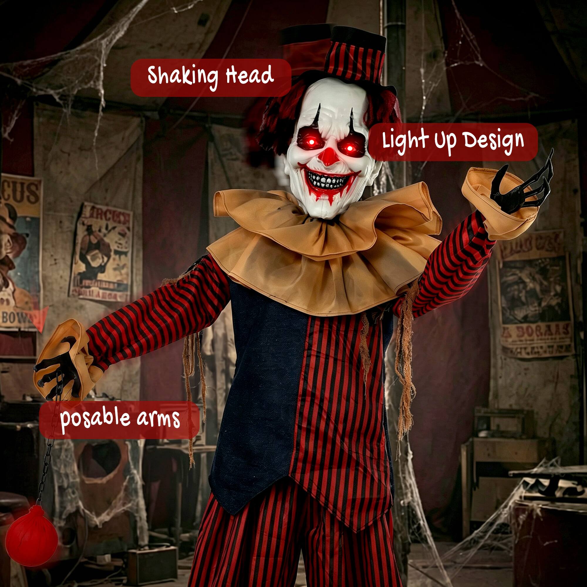 Shaking Head  
Light Up Design  
posable arms