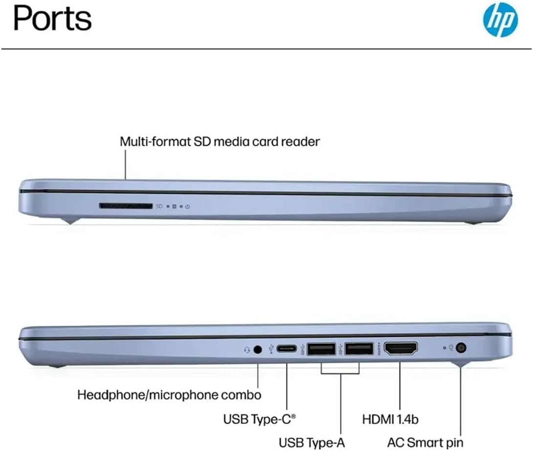 Ports

- Multi-format SD media card reader
- Headphone/microphone combo
- USB Type-C
- USB Type-A
- HDMI 1.4b
- AC Smart pin