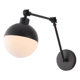 Jonathan Y - Alba 7" 1-Light Modern Industrial Adjustable Swing Arm Metal Frosted Glass Globe LED Sconce, Oil Rubbed Bronze - Oil-Rubbed Bronze