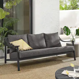 Terrace Outdoor Patio Aluminum Sofa by Modway - Carbon Graphite