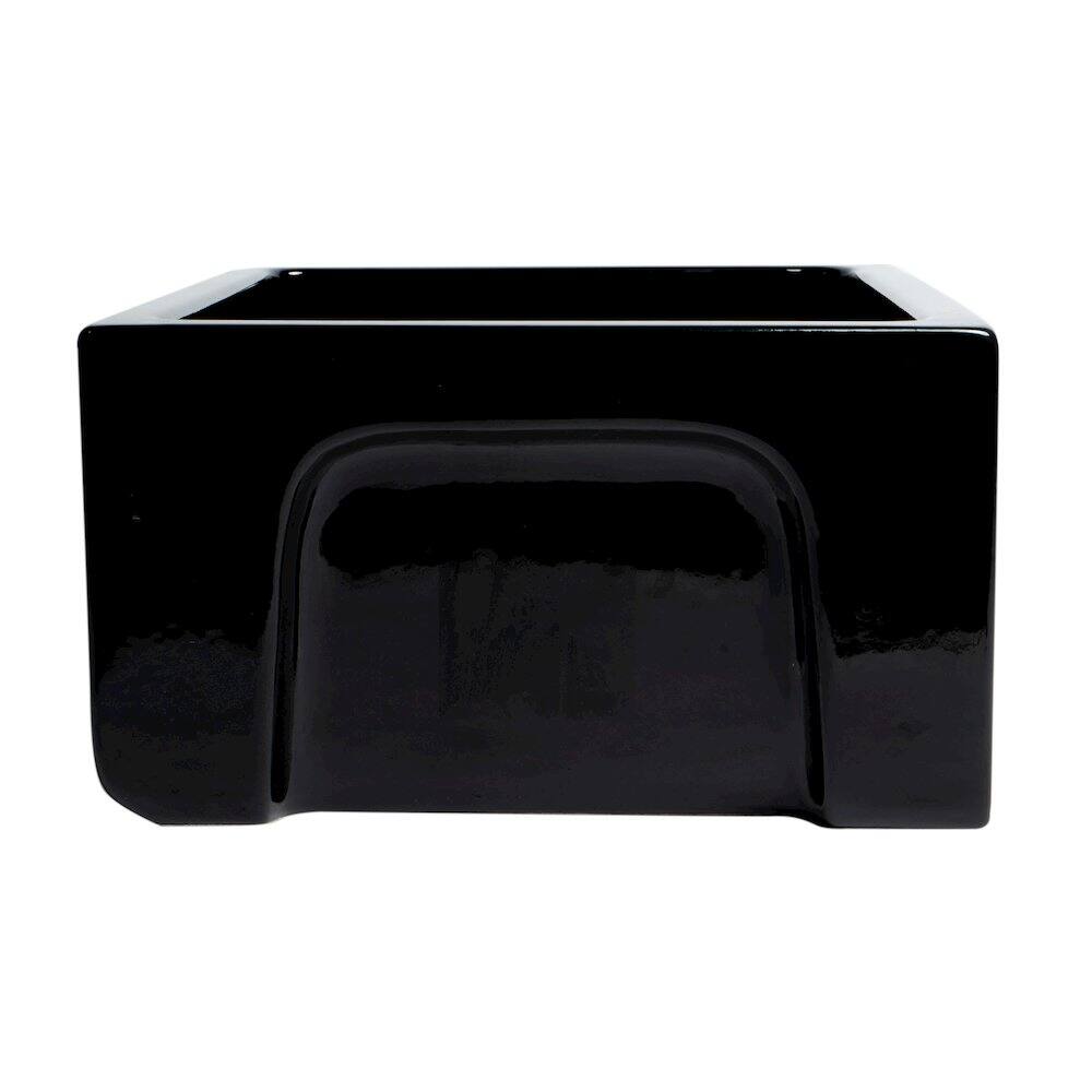 Alt View 2. Alfi - ALFI brand 24 Black Gloss Reversible Smooth / Fluted Single Bowl Fireclay Farm Sink - Black Gloss.